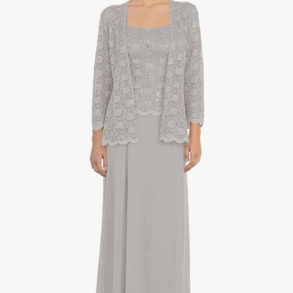 Long Evening Formal Dress with Lace Jacket